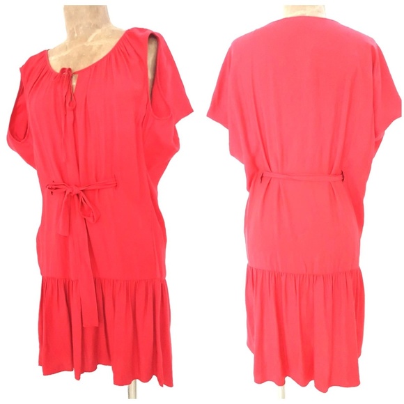 New BCBGMaxAzria Oni Dress XXSmall Cape Sleeve Hi Low - Picture 2 of 3